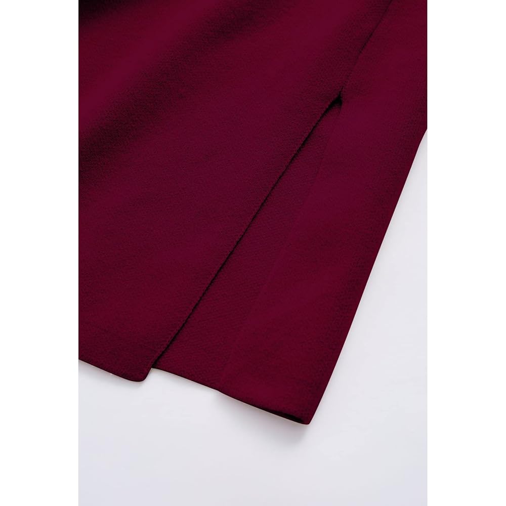 CHICWISH Women's Burgundy Classy Open Front Knit Coat, Size